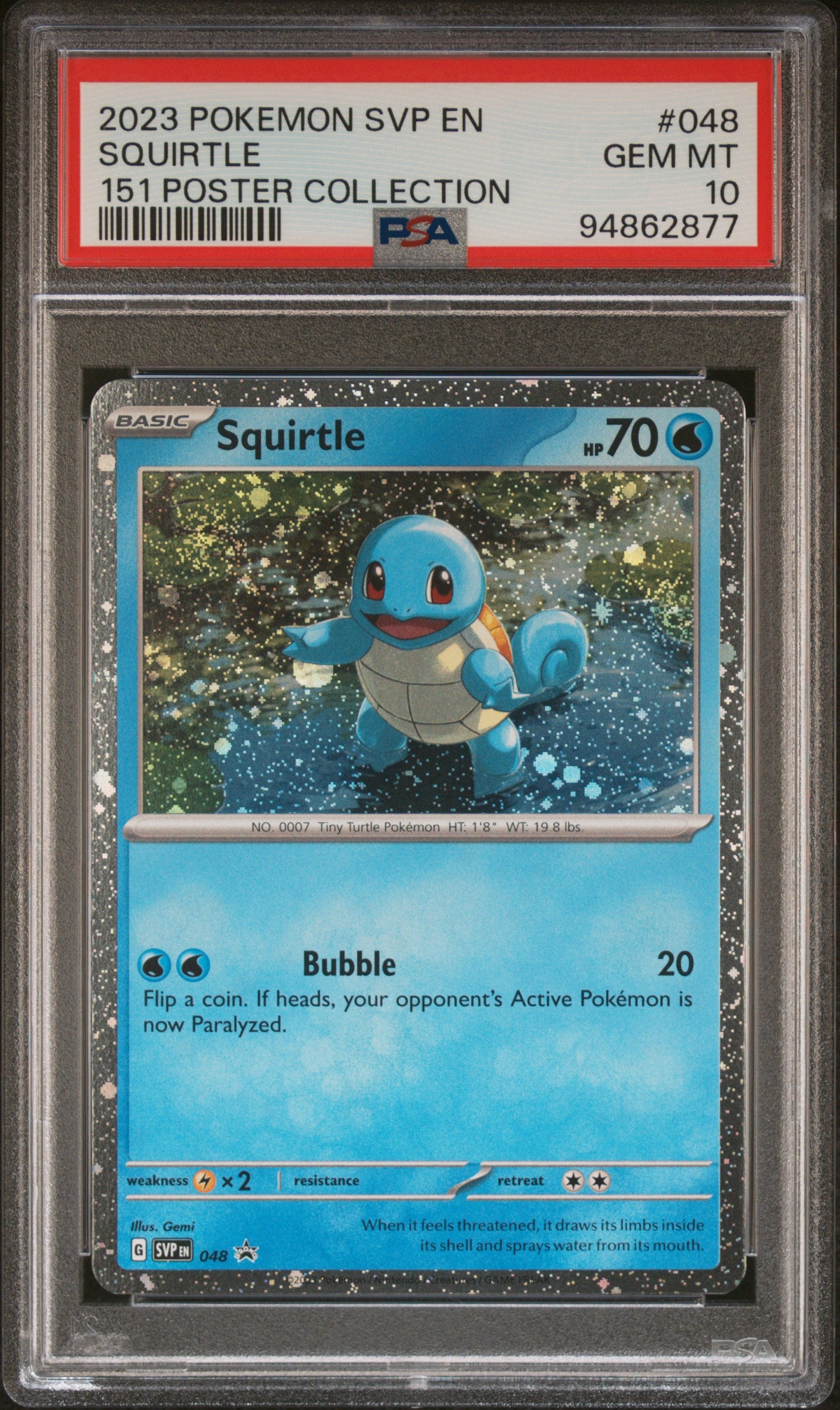 2023 Pokemon Black Star Promo #048 Squirtle 151 Poster Collection PSA 10