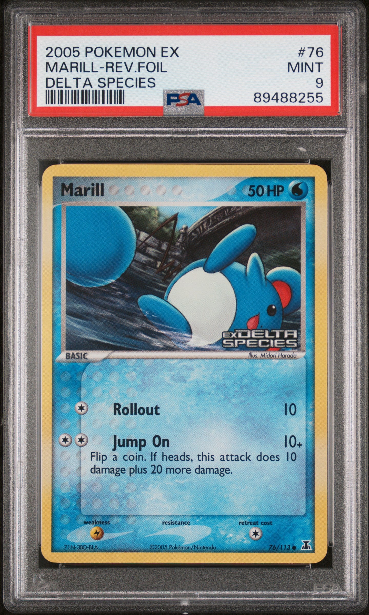2005 Pokemon Ex Delta Species #76 Marill-Rev.Foil Delta Species PSA 9