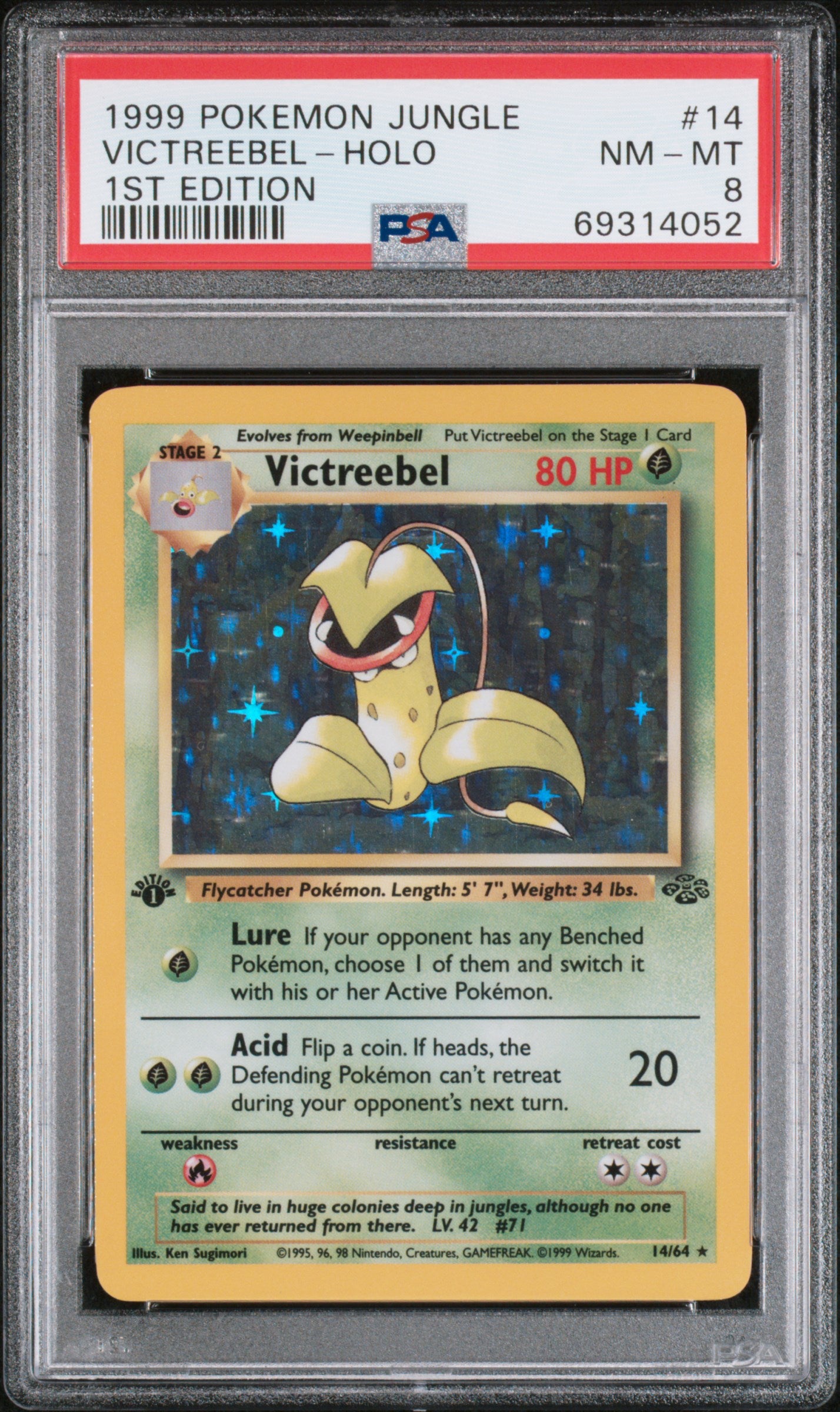 1999 Pokemon Jungle #14 Victreebel-Holo 1st Edition PSA 8