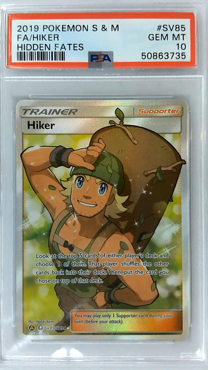 2019 Pokemon Sun & Moon Hidden Fates #SV85 Fa/Hiker Hidden Fates PSA 10