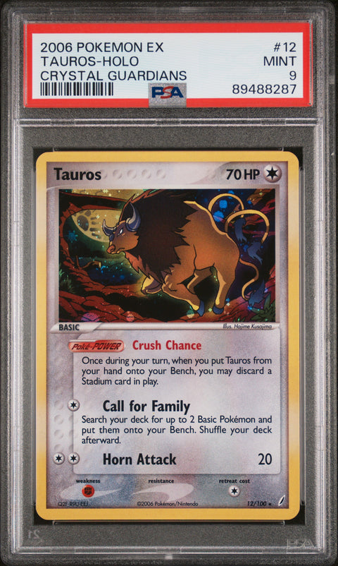 2006 Pokemon Ex Crystal Guardians #12 Tauros-Holo Crystal Guardians PSA 9
