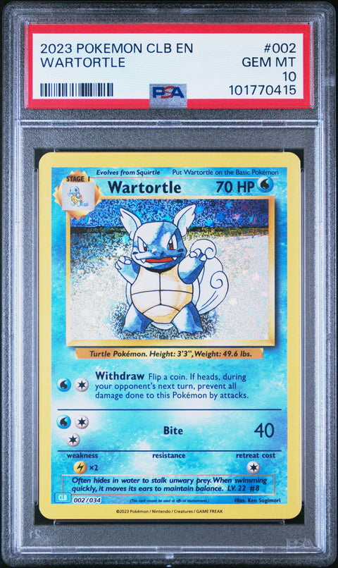 2023 Pokemon Clb-TCG Classic Blastoise & Suicune Ex Deck #002 Wartortle PSA 10