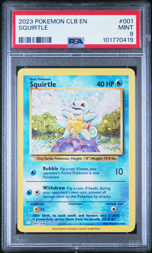 2023 Pokemon Clb-TCG Classic Blastoise & Suicune Ex Deck #001 Squirtle PSA 9