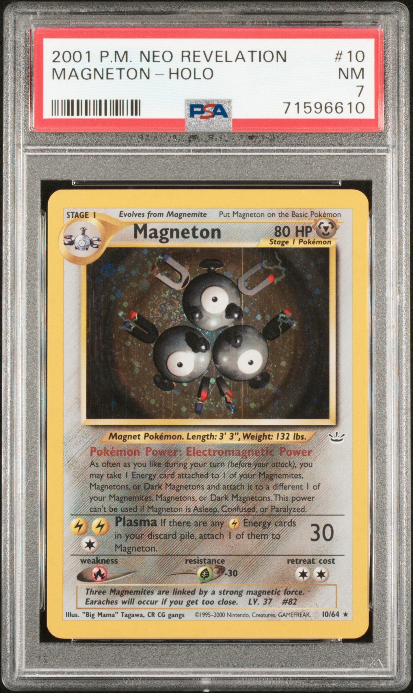 2001 Pokemon Neo Revelation #10 Magneton-Holo PSA 7