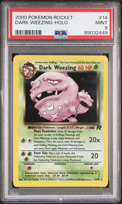 2000 Pokemon Rocket #14 Dark Weezing-Holo PSA 9