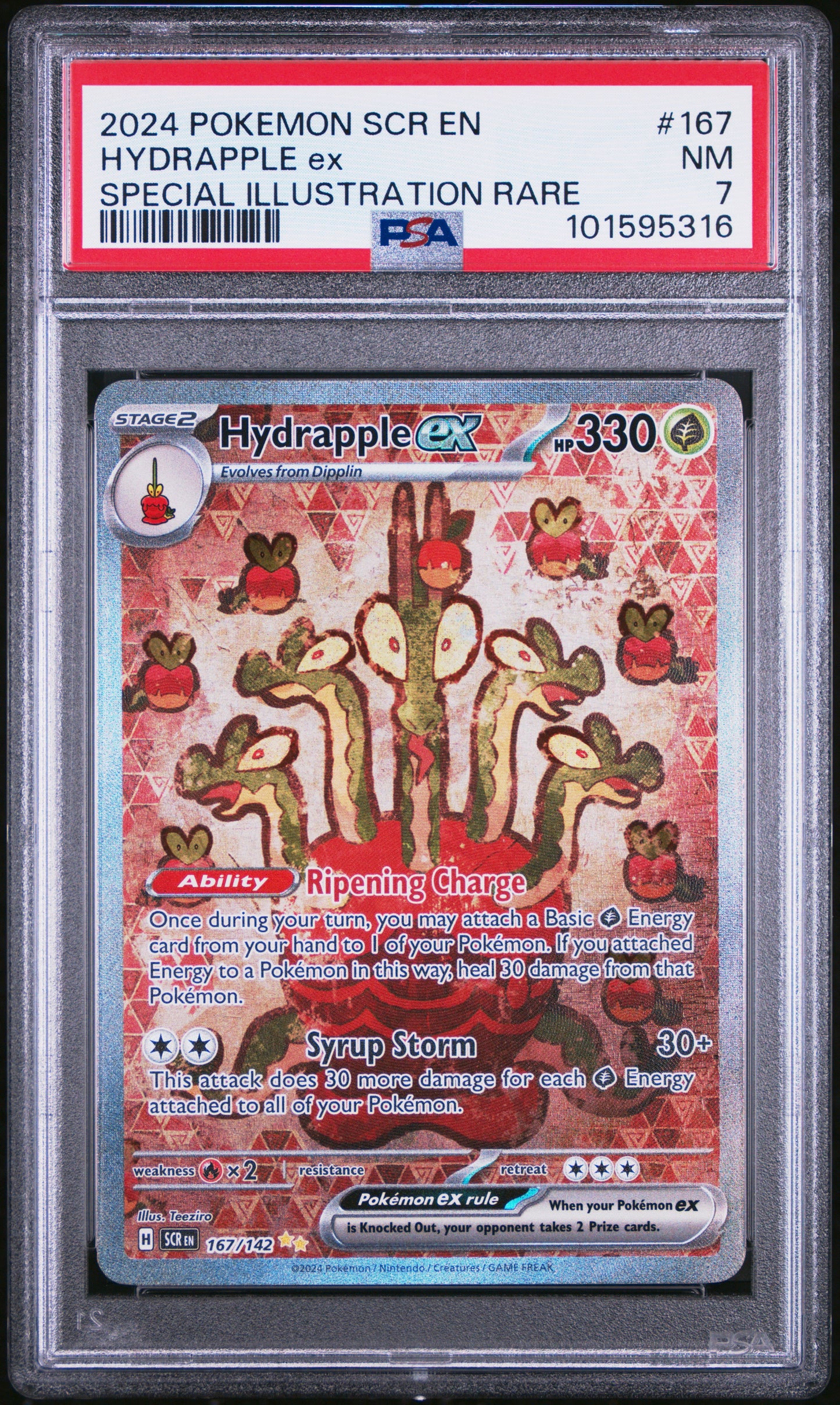 2024 Pokemon Scr En-Stellar Crown #167 Hydrapple Ex SIR PSA 7