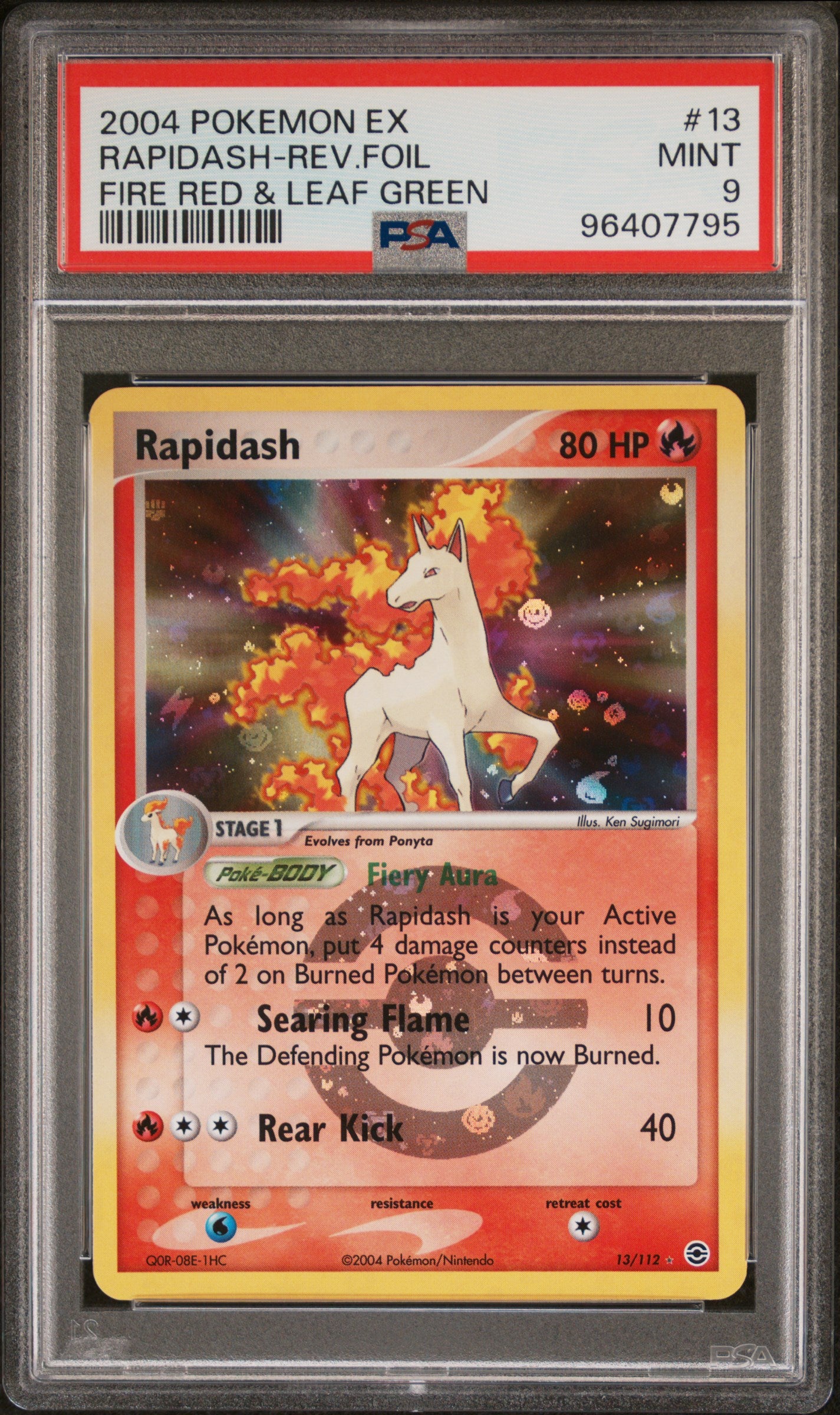 2004 Pokemon Ex Fire Red & Leaf Green #13 Rapidash-Rev.Foil PSA 9