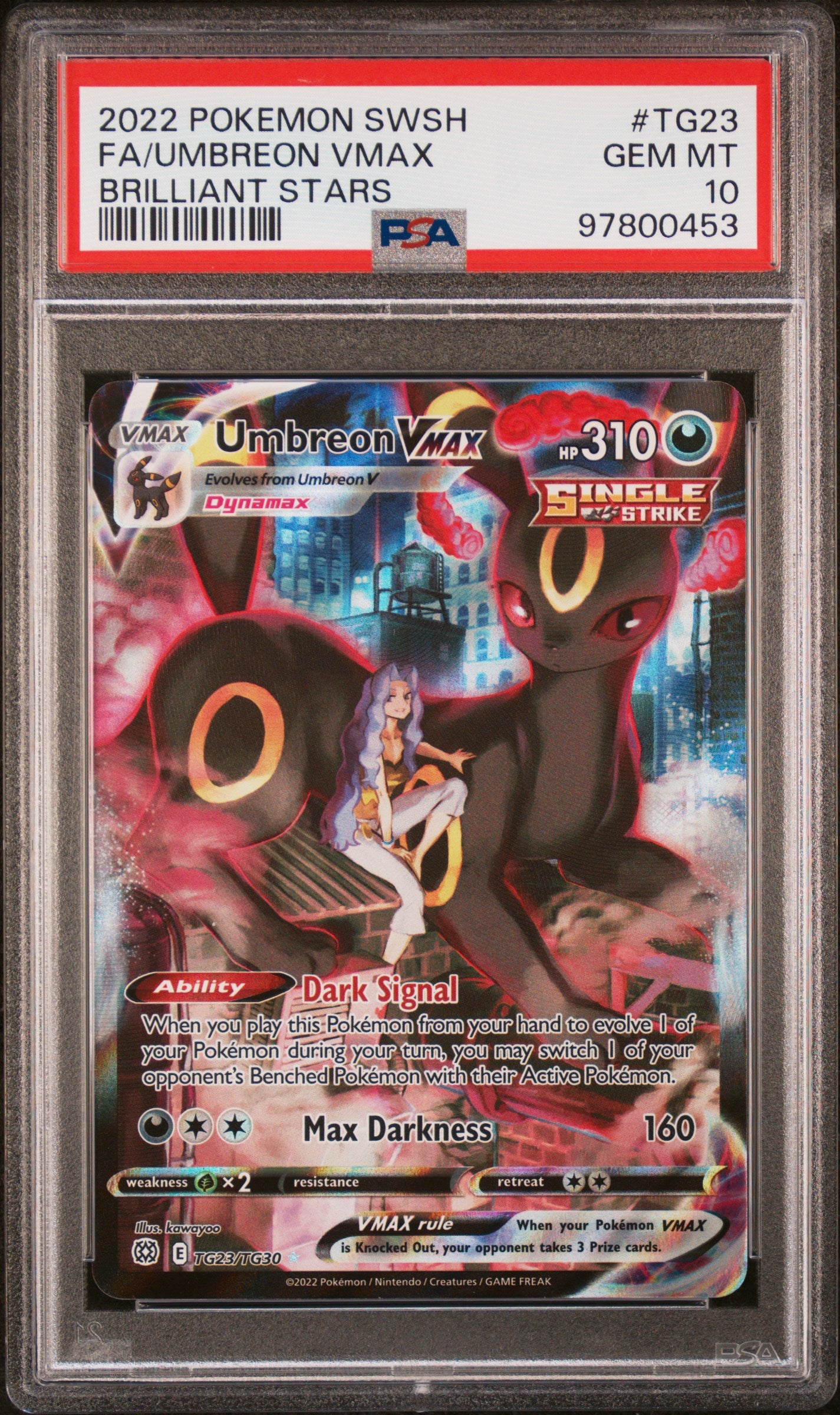 2022 Pokemon Sword & Shield Brilliant Stars #TG23 Fa/Umbreon Vmax PSA 10