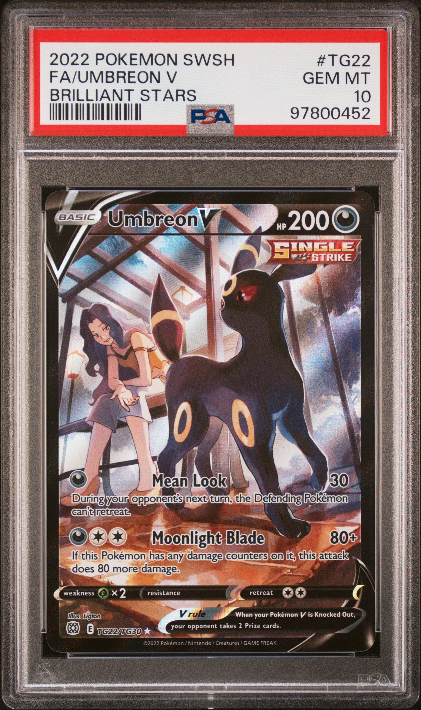 2022 Pokemon Sword & Shield Brilliant Stars #TG22 Fa/Umbreon V PSA 10
