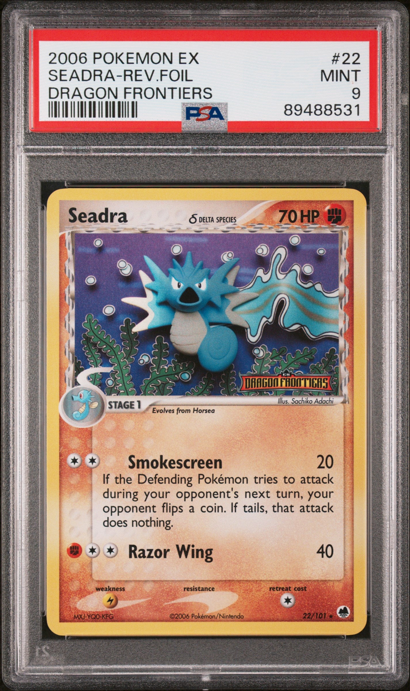 2006 Pokemon Ex Dragon Frontiers #22 Seadra-Rev.Foil Dragon Frontiers PSA 9