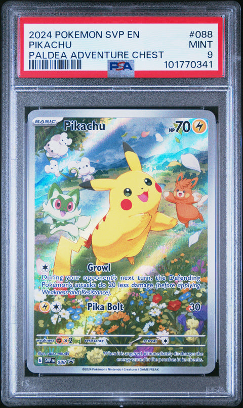 2024 Pokemon Svp Black Star Promo #088 Pikachu Paldea Adventure Chest PSA 9