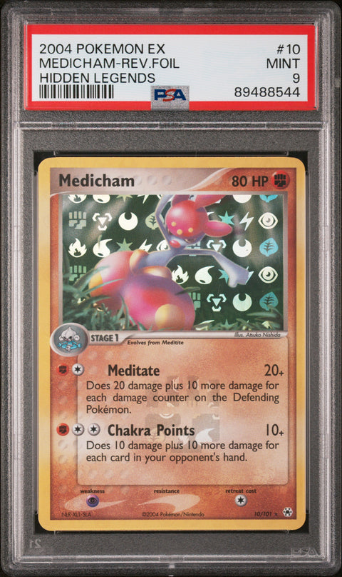 2004 Pokemon Ex Hidden Legends #10 Medicham-Rev.Foil Hidden Legends PSA 9