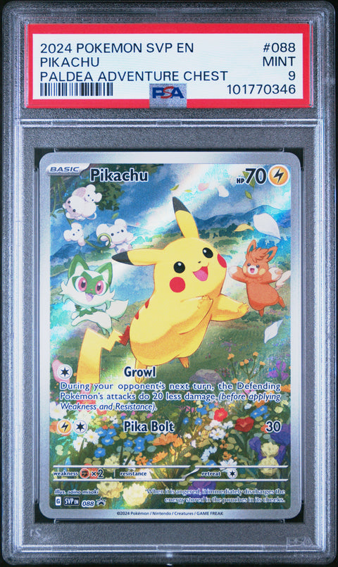 2024 Pokemon Black Star Promo #088 Pikachu Paldea Adventure Chest PSA 9