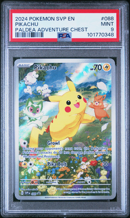 2024 Pokemon Black Star Promo #088 Pikachu Paldea Adventure Chest PSA 9