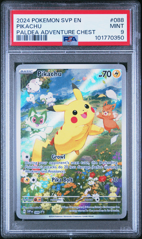 2024 Pokemon Black Star Promo #088 Pikachu Paldea Adventure Chest PSA 9