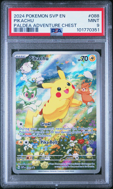 2024 Pokemon Black Star Promo #088 Pikachu Paldea Adventure Chest PSA 9