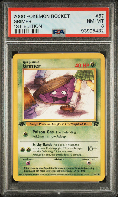 2000 Pokemon Rocket #57 Grimer 1st Edition PSA 8