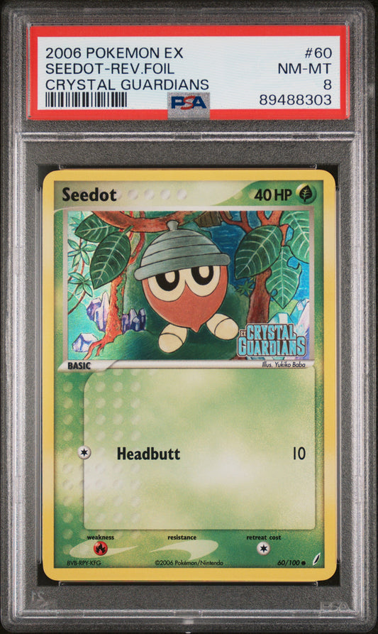 2006 Pokemon Ex Crystal Guardians #60 Seedot-Rev.Foil Crystal Guardians PSA 8