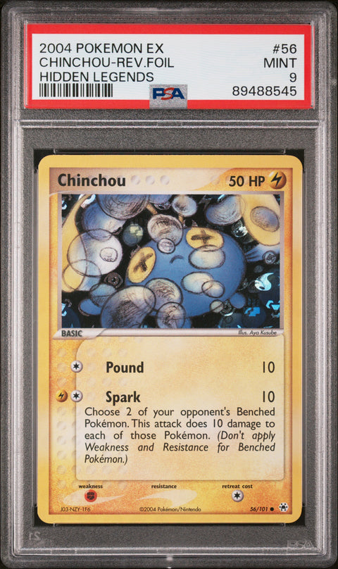 2004 Pokemon Ex Hidden Legends #56 Chinchou-Rev.Foil Hidden Legends PSA 9