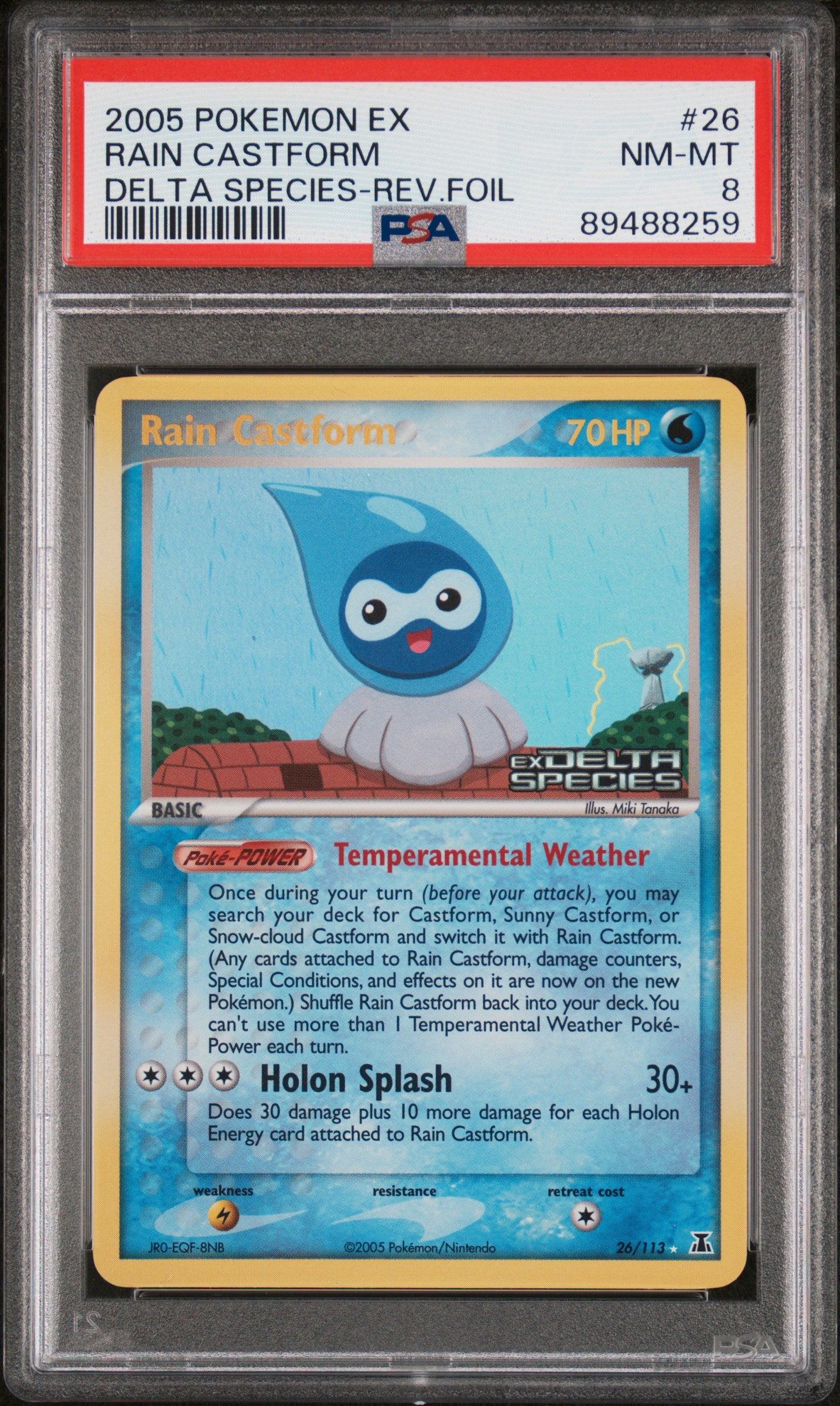 2005 Pokemon Ex Delta Species #26 Rain Castform Delta Species-Rev.Foil PSA 8