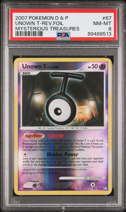 2007 Pokemon Diamond & Pearl #67 Unown T-Rev.Foil Mysterious Treasures PSA 8