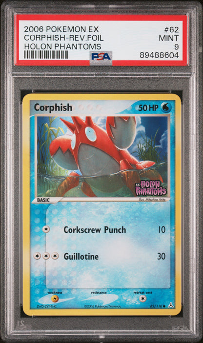 2006 Pokemon Ex Holon Phantoms #62 Corphish-Rev.Foil Holon Phantoms PSA 9