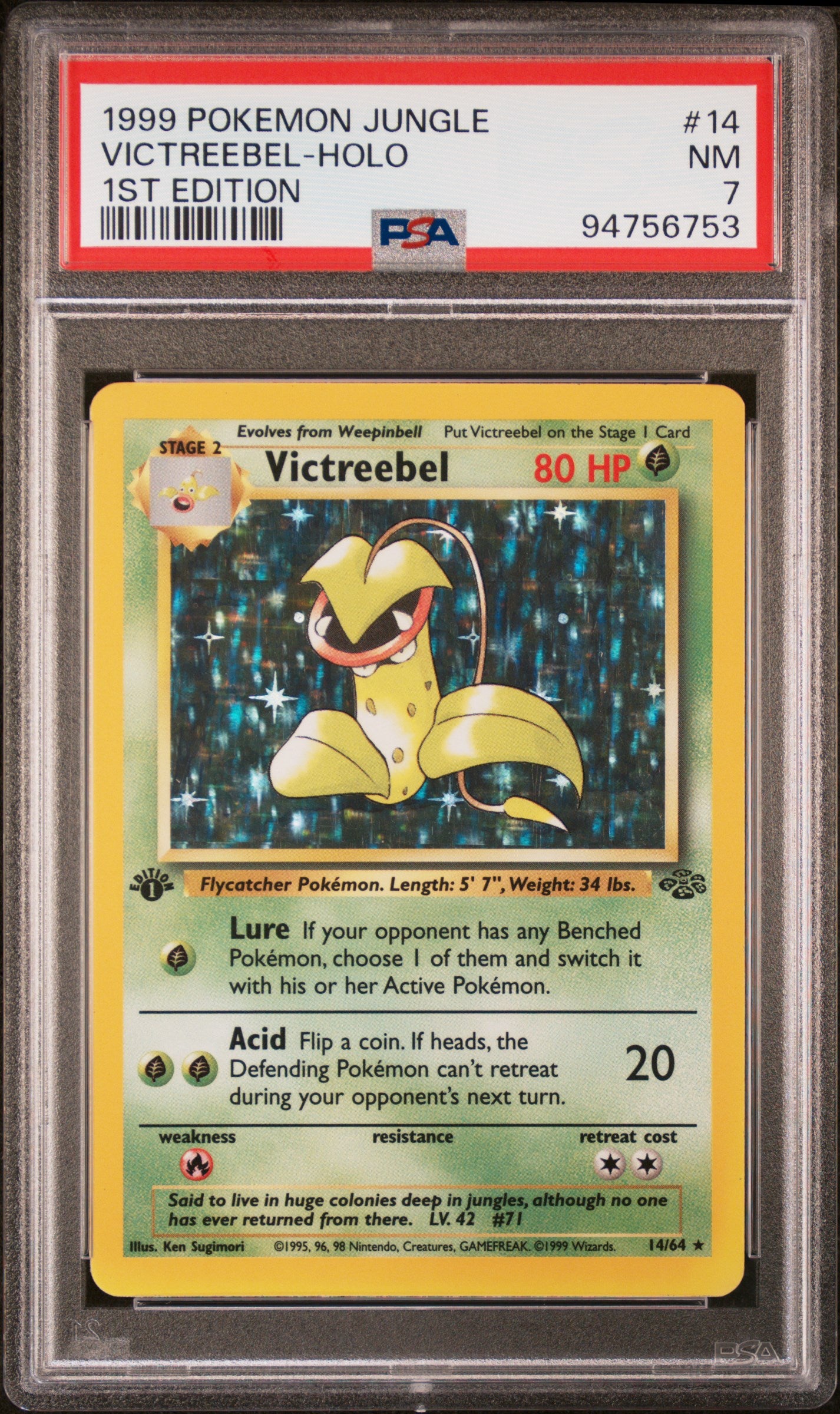 1999 Pokemon Jungle #14 Victreebel-Holo 1st Edition PSA 7