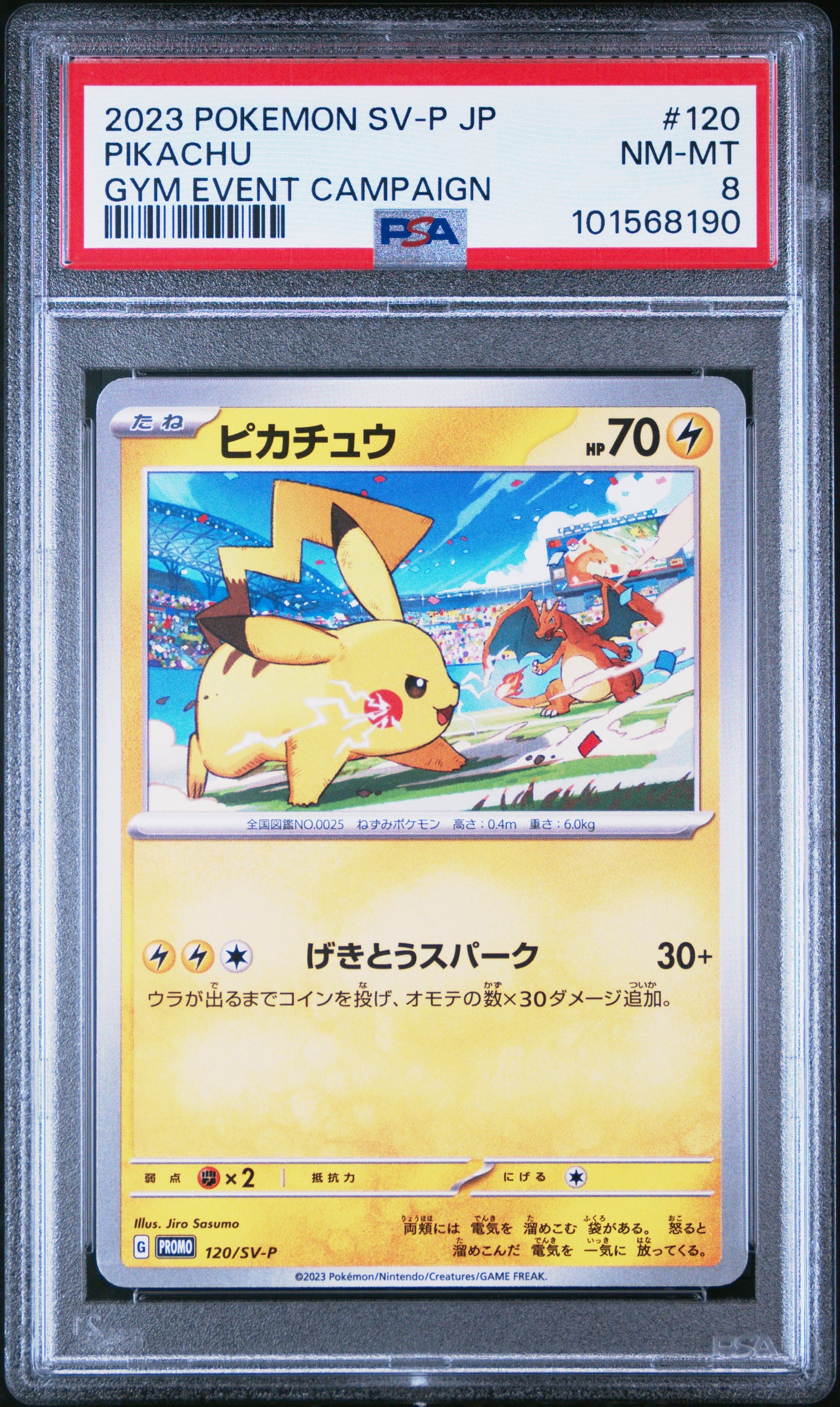 2023 Pokemon Japanese Sv-P Promo #120 Pikachu Gym Event Campaign PSA 8