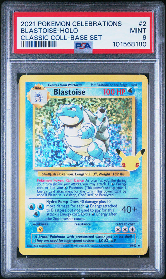 2021 Pokemon #2 Blastoise-Holo Classic Coll-Base Set PSA 9