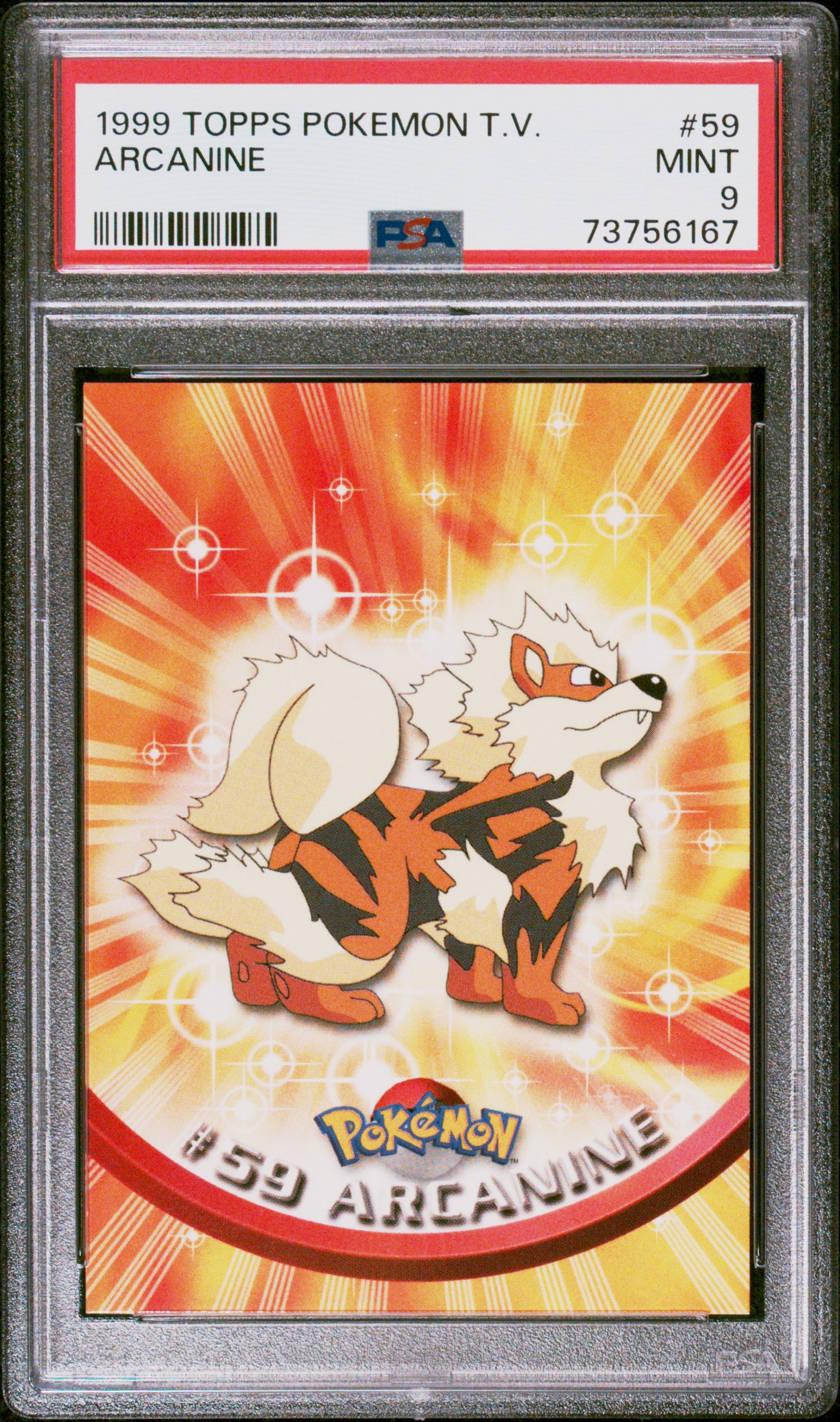 1999 Topps Pokemon Tv #59 Arcanine PSA 9