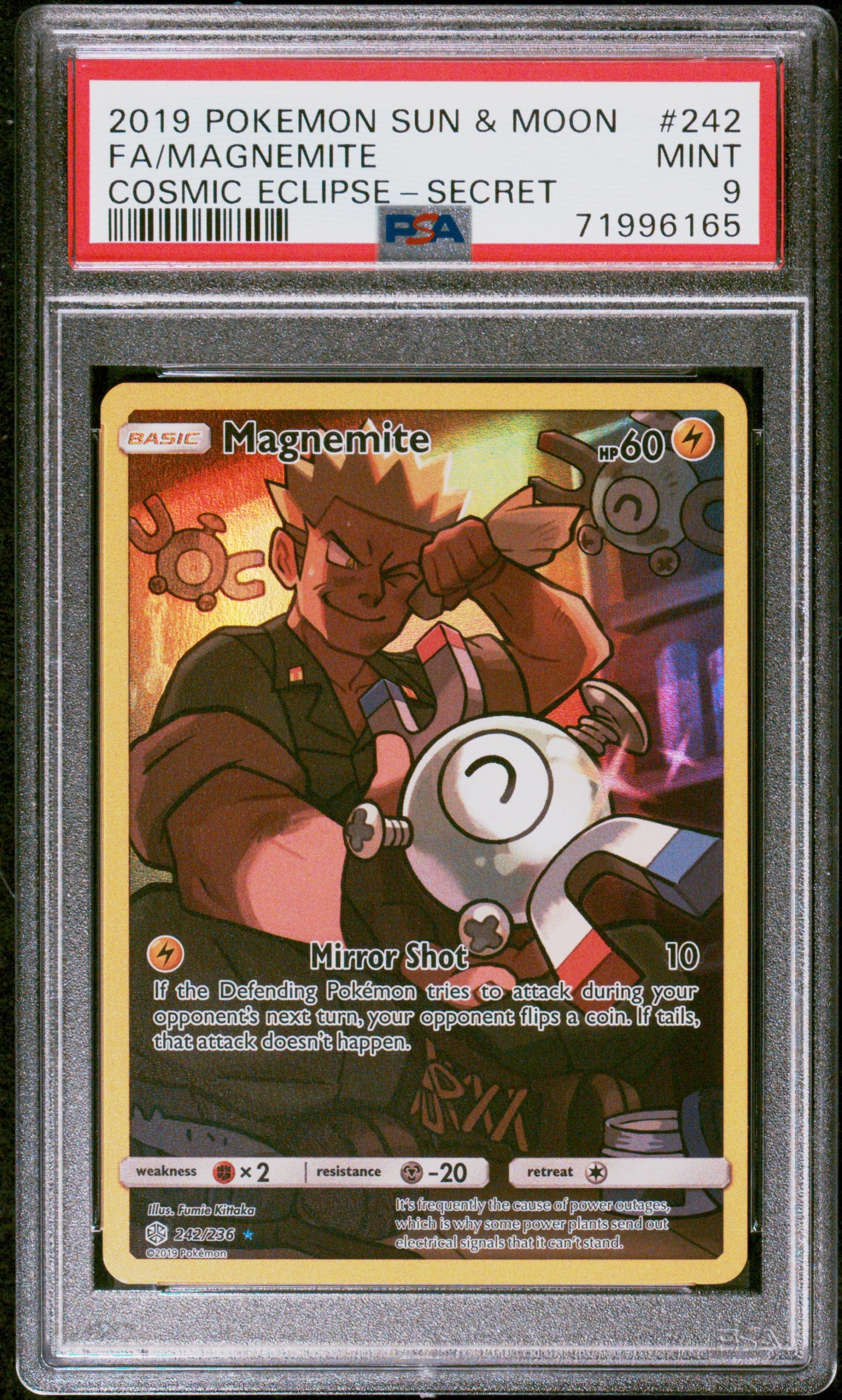 2019 Pokemon Sun & Moon Cosmic Eclipse #242 Fa/Magnemite-Secret PSA 9