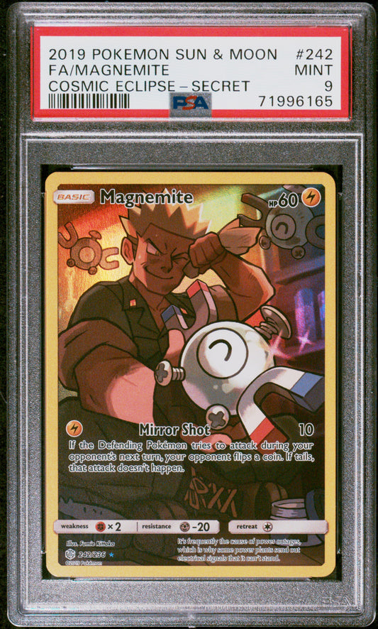 2019 Pokemon Sun & Moon Cosmic Eclipse #242 Fa/Magnemite-Secret PSA 9