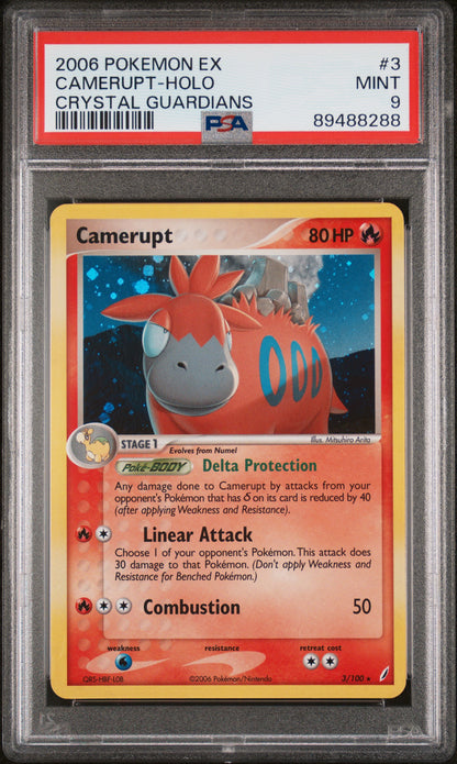 2006 Pokemon Ex Crystal Guardians #3 Camerupt-Holo Crystal Guardians PSA 9