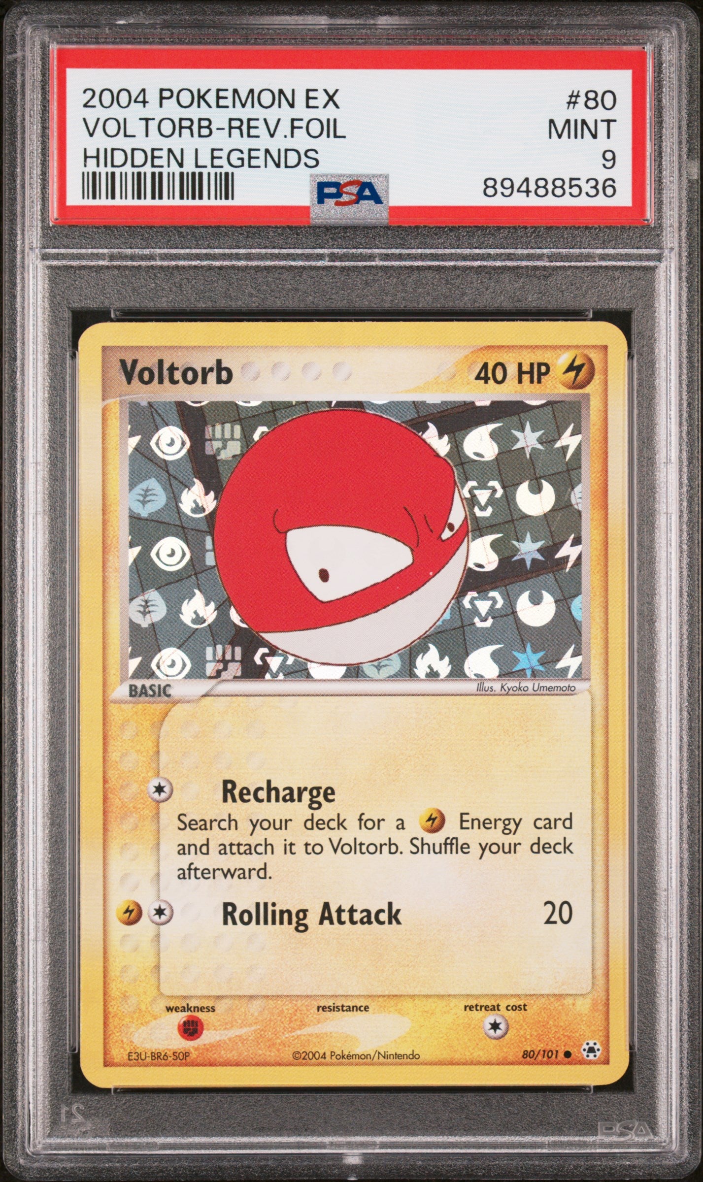 2004 Pokemon Ex Hidden Legends #80 Voltorb-Rev.Foil Hidden Legends PSA 9