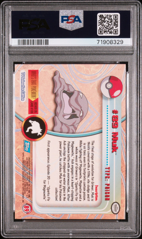 2000 Topps Pokemon Tv Animation Series 2 #89 Muk Animation Series 2-Foil PSA 5
