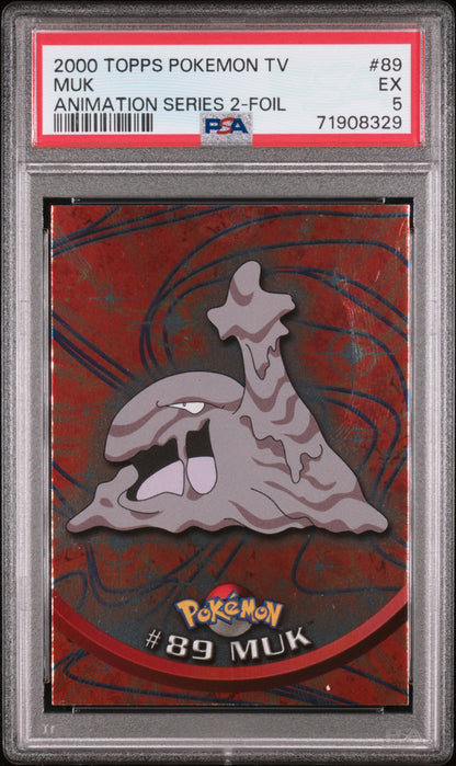 2000 Topps Pokemon Tv Animation Series 2 #89 Muk Animation Series 2-Foil PSA 5