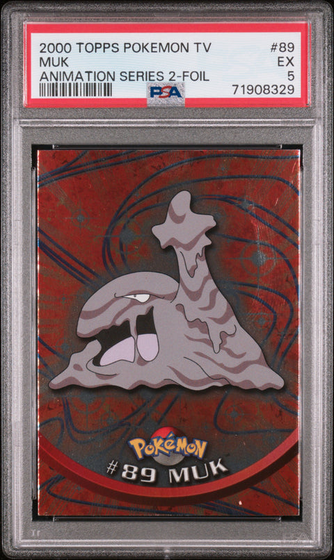 2000 Topps Pokemon Tv Animation Series 2 #89 Muk Animation Series 2-Foil PSA 5