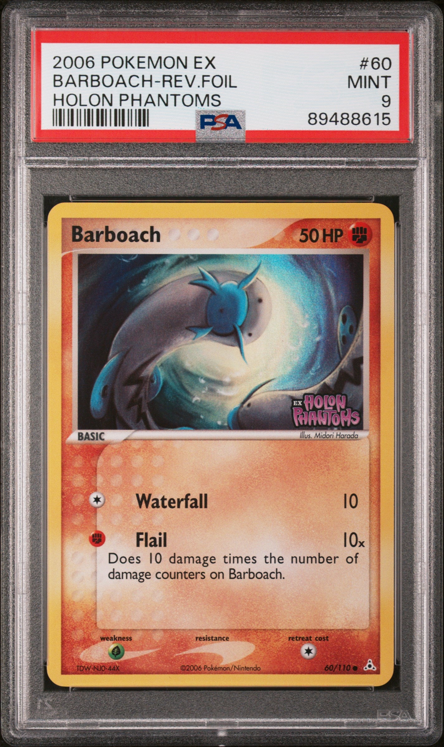 2006 Pokemon Ex Holon Phantoms #60 Barboach-Rev.Foil Holon Phantoms PSA 9