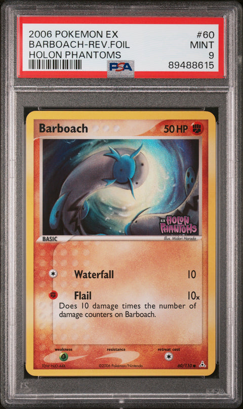 2006 Pokemon Ex Holon Phantoms #60 Barboach-Rev.Foil Holon Phantoms PSA 9