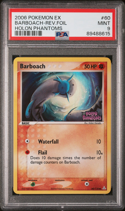 2006 Pokemon Ex Holon Phantoms #60 Barboach-Rev.Foil Holon Phantoms PSA 9
