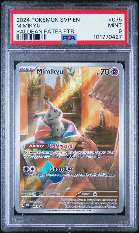 2024 Pokemon Svp En-Sv Black Star Promo #075 Mimikyu Paldean Fates Etb PSA 9