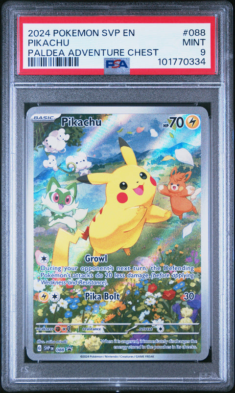 2024 Pokemon Sv Black Star Promo #088 Pikachu Paldea Adventure Chest PSA 9