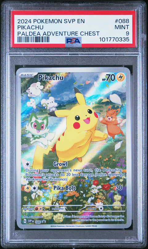 2024 Pokemon Sv Black Star Promo #088 Pikachu Paldea Adventure Chest PSA 9