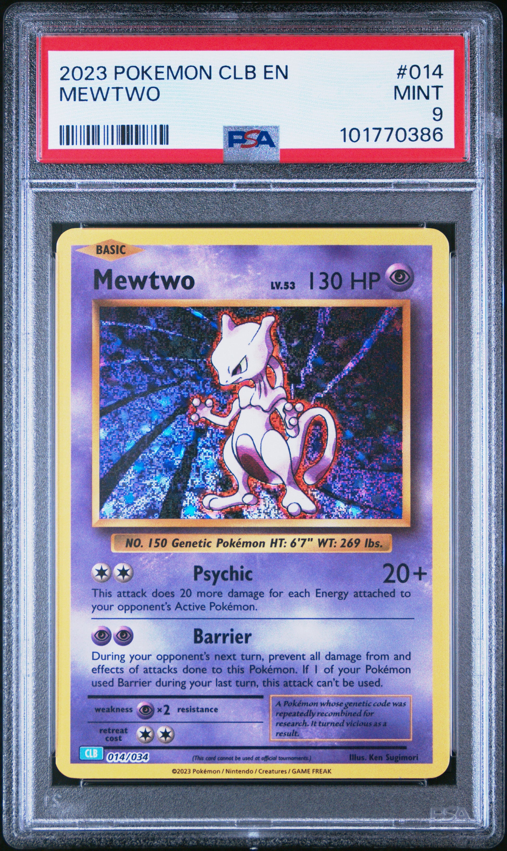 2023 Pokemon Clb- Classic Blastoise & Suicune Ex Deck #014 Mewtwo PSA 9