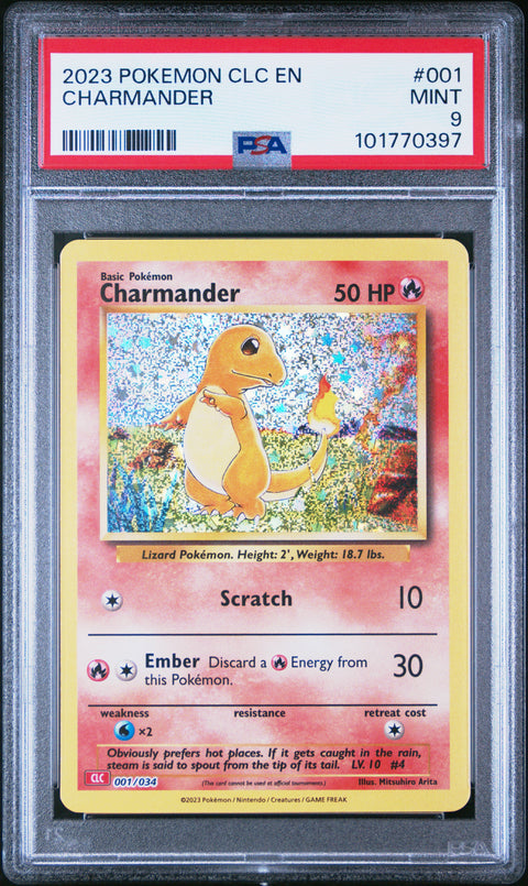 2023 Pokemon Clc-Classic Charizard & Ho-Oh Ex Deck #001 Charmander PSA 9