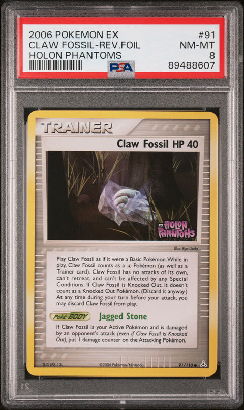 2006 Pokemon Ex Holon Phantoms #91 Claw Fossil-Rev.Foil Holon Phantoms PSA 8