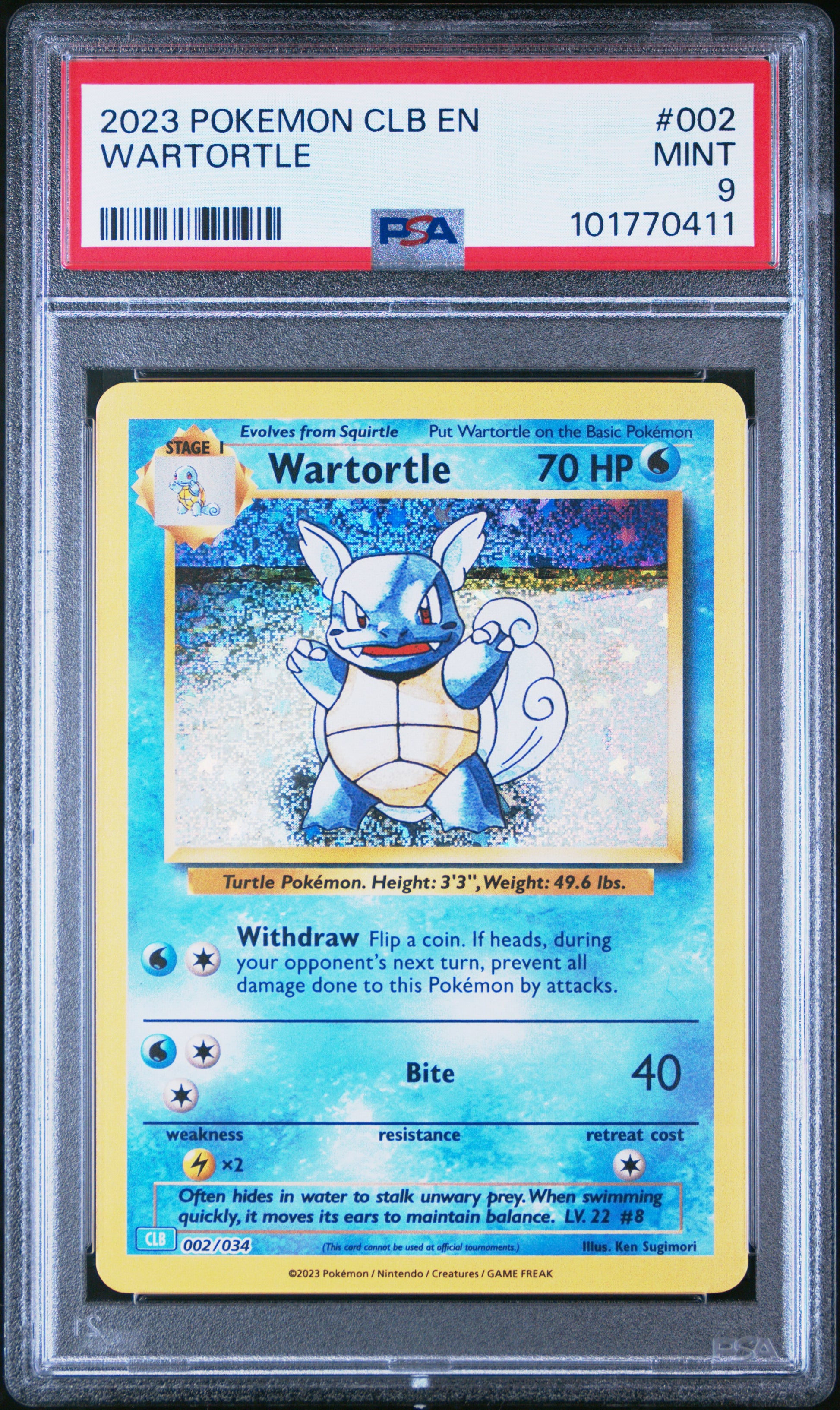 2023 Pokemon Clb- Blastoise & Suicune Ex Deck #002 Wartortle PSA 9