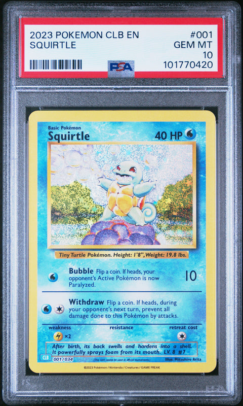 2023 Pokemon Clb- Classic Blastoise & Suicune Ex Deck #001 Squirtle PSA 10