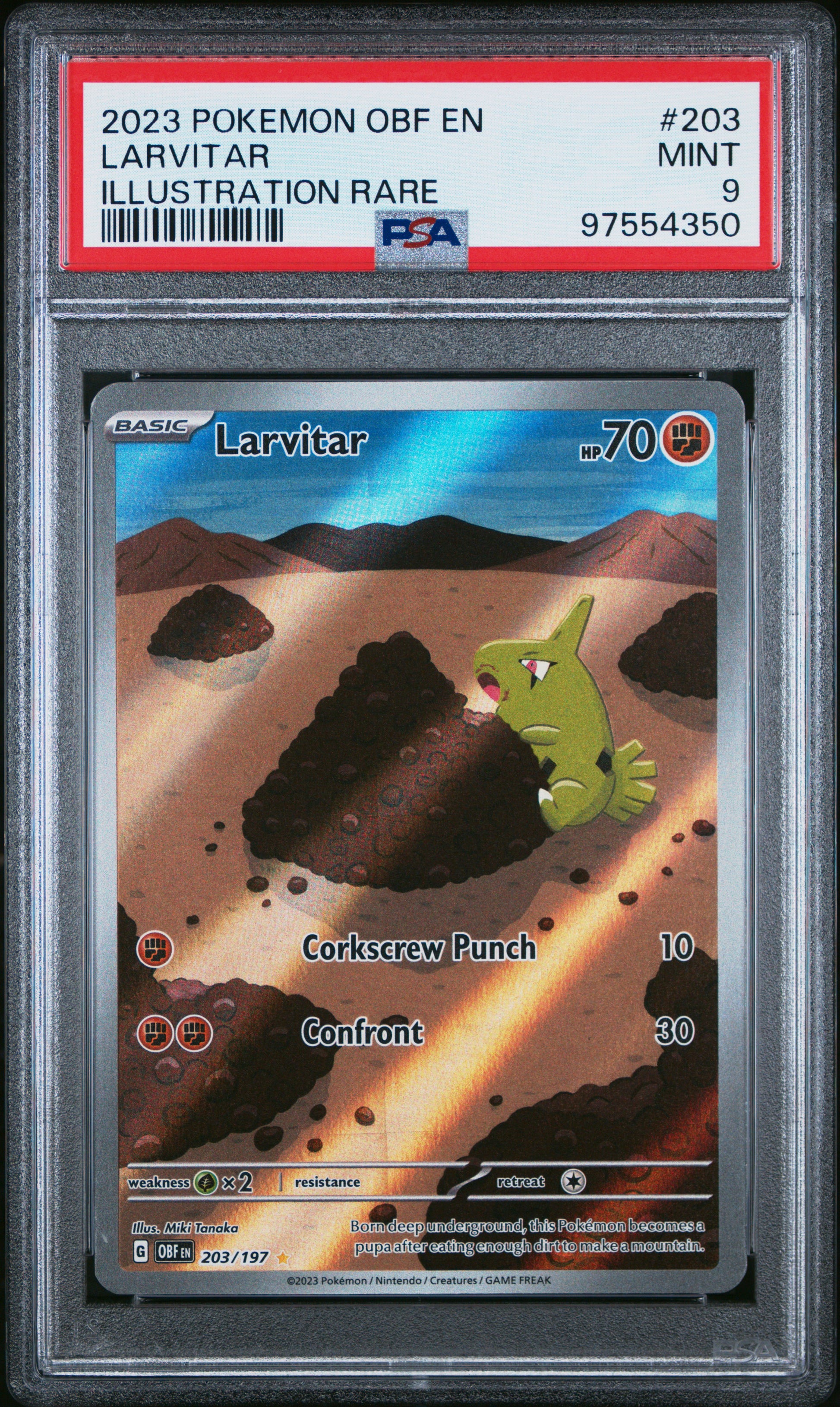 2023 Pokemon Obf En-Obsidian Flames #203 Larvitar Illustration Rare PSA 9