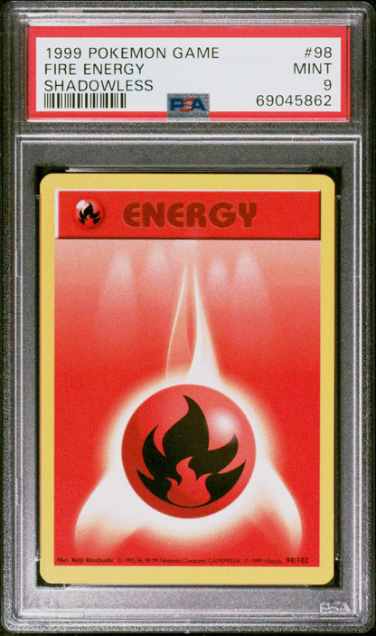 1999 Pokemon Game #98 Fire Energy Shadowless PSA 9